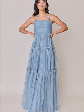 Preowned Revelry Eloise Tulle Dress | Light Blue | size 14 unaltered but read!